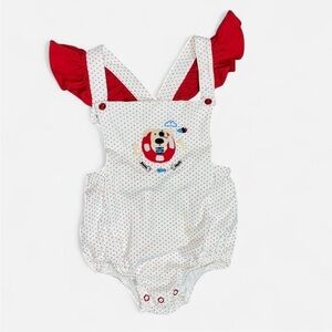Squiggles by Charlie Cute Polka Dot Bodysuit with Red Ruffle Sleeves